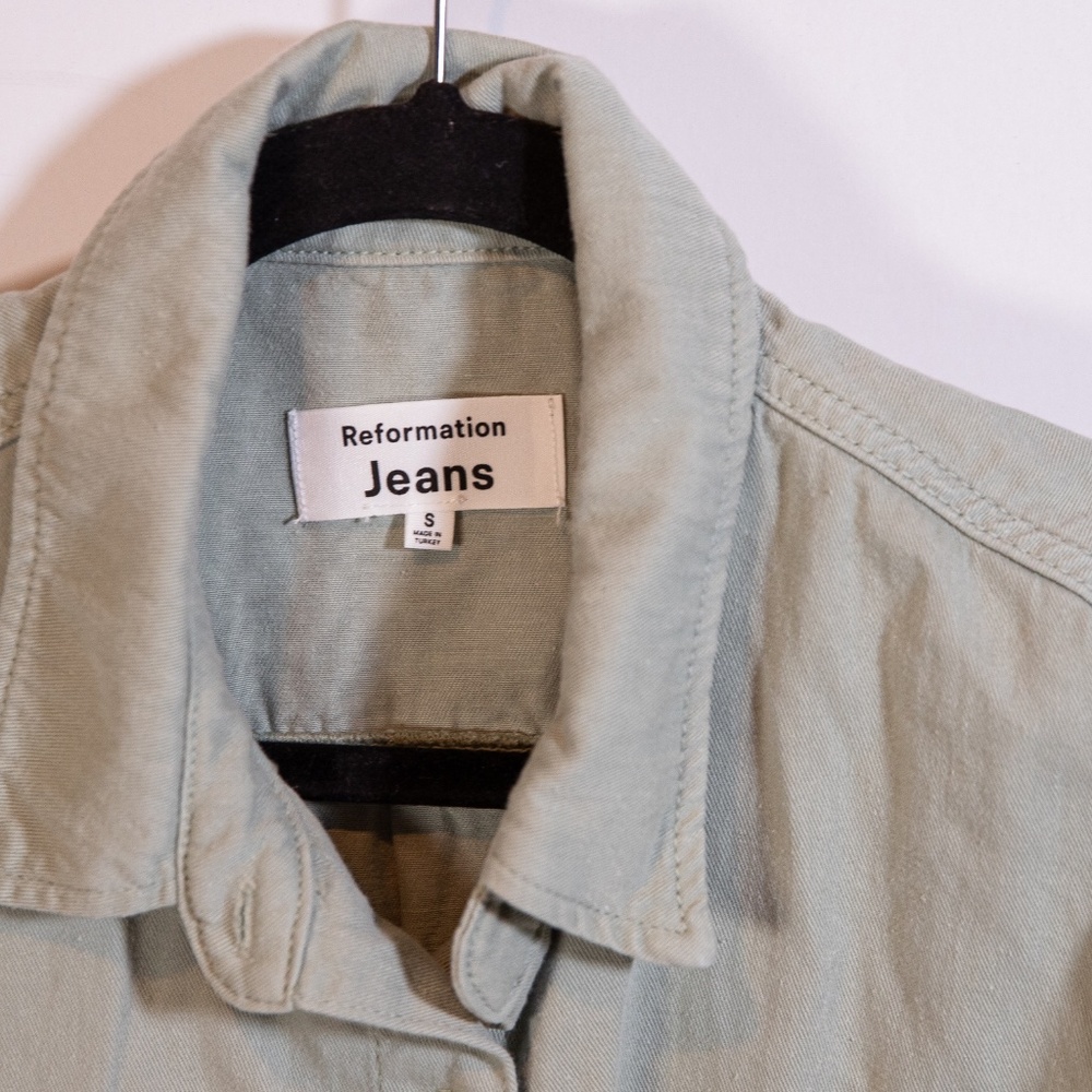 Reformation Ray Cotton Collared Button Front Long… - image 2